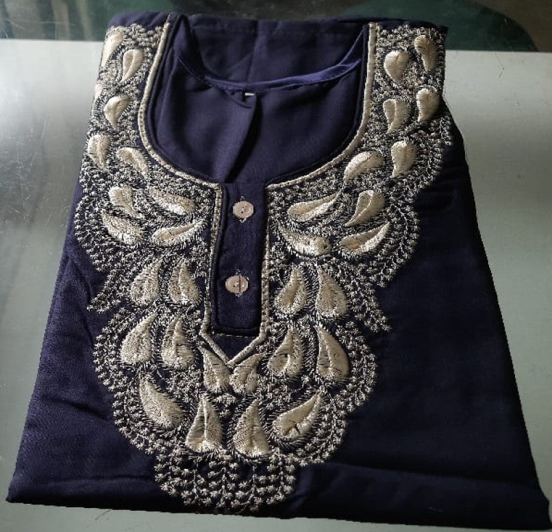 Nighty in PV Cotton Free Size= Bust48", Len-55" Superb white embrodered night long  gown